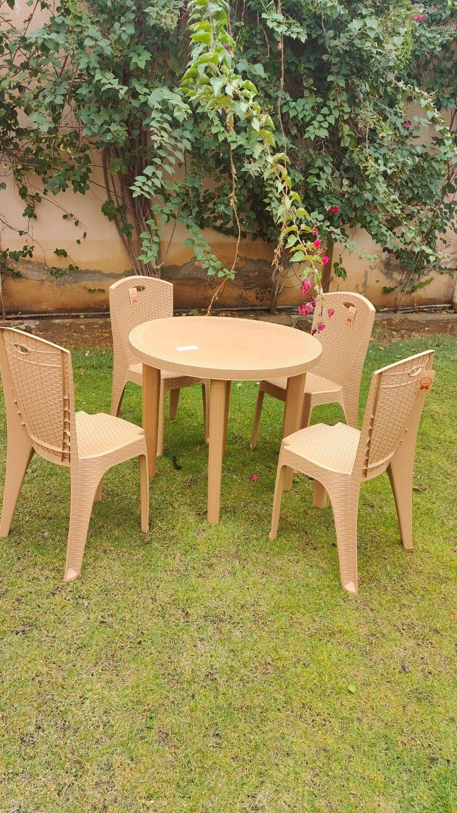 طقم مكون من 4 كراسي الليث مع طاولة دائري رجل بلاستيك متكامل وقوي