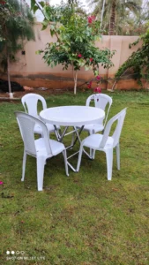 طقم طاولة دائري تسفيط مع 4 كراسي العزايم فاخر ومتين للطعام